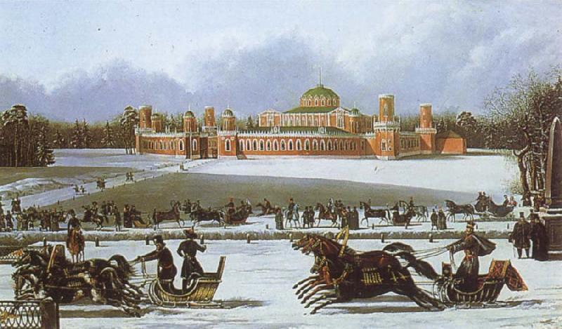 unknow artist Sleigh Races in the Petrovsky Park oil painting image